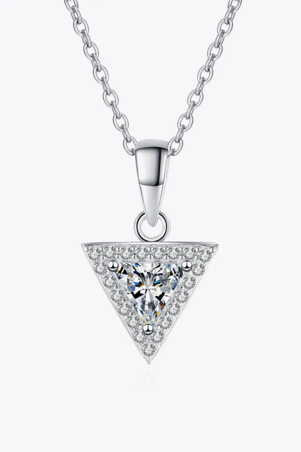 925 Sterling Silver Triangle Moissanite Pendant Necklace, image 3