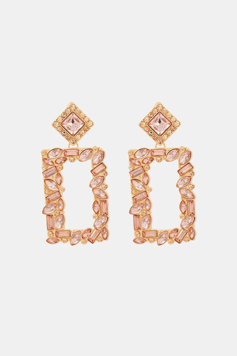 Square Shape Glass Stone Dangle Earrings, image 10