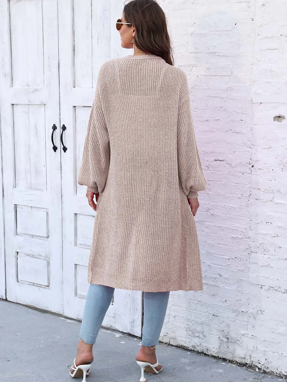 Open Front Longline Cardigan with Pockets, image 6