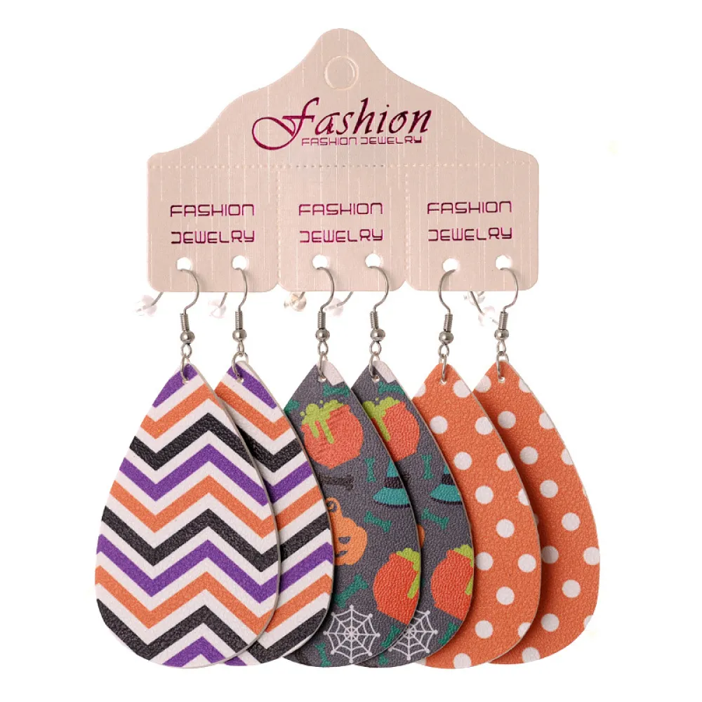 Halloween PU Teardrop Earrings Set, image 6