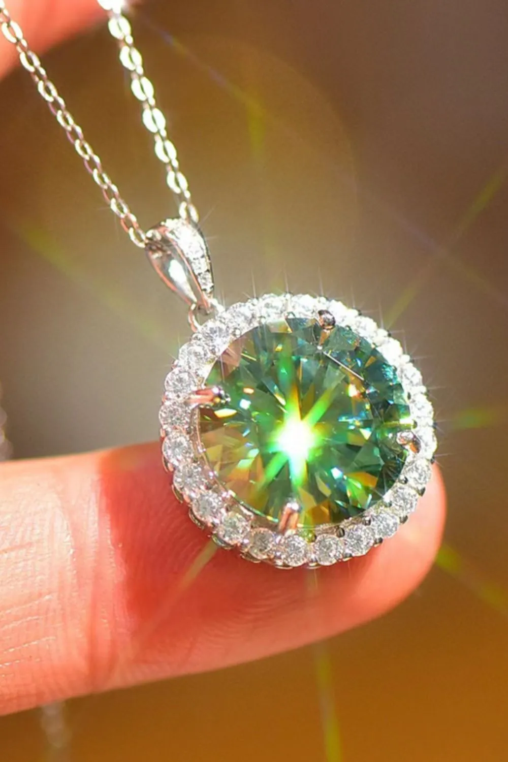 10 Carat Moissanite Pendant Platinum-Plated Necklace, image 2