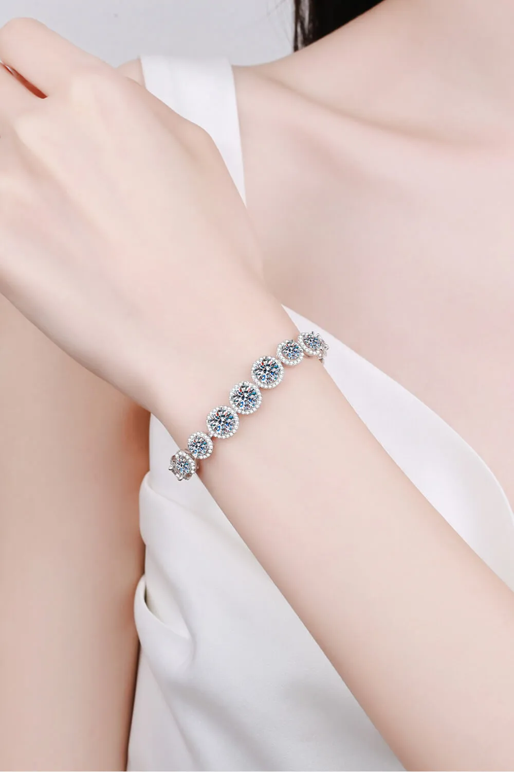 925 Sterling Silver 10.4 Carat Moissanite Bracelet, image 3