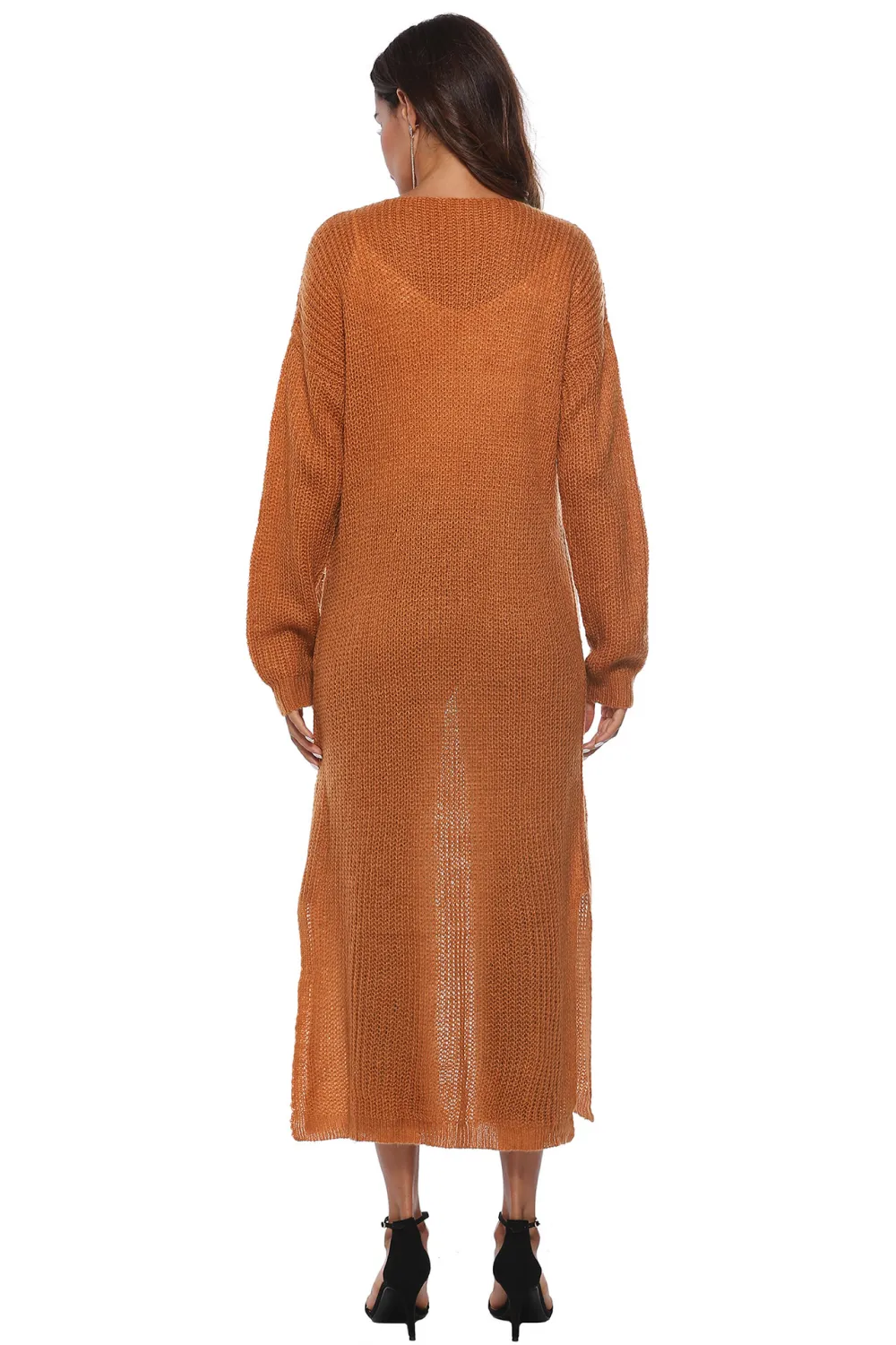 Long Sleeve Open Front Buttoned Cardigan, image 3