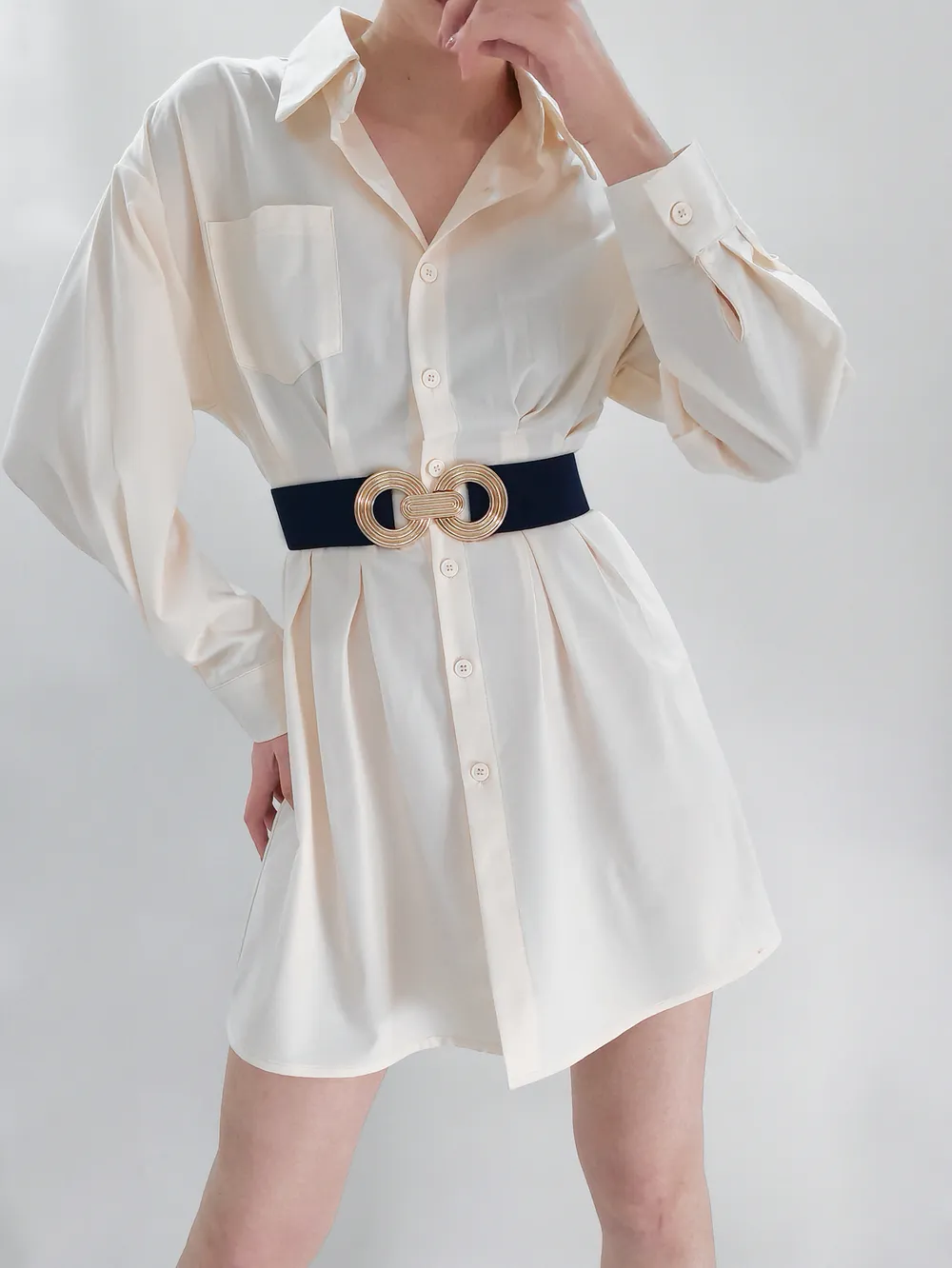 Geometric Buckle Elastic Wide Belt, image 5