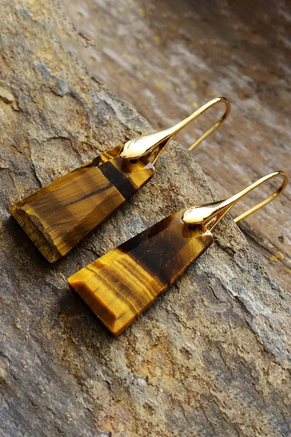 Handmade Geometrical Shape Natural Stone Dangle Earrings, image 2