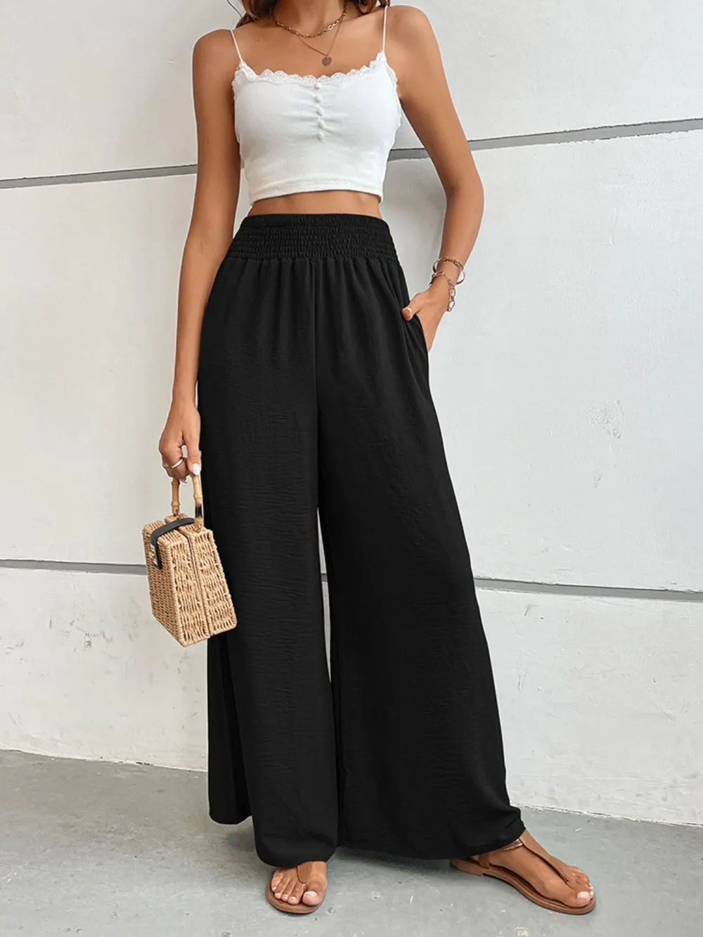 Wide Waistband Relax Fit Long Pants, image 6