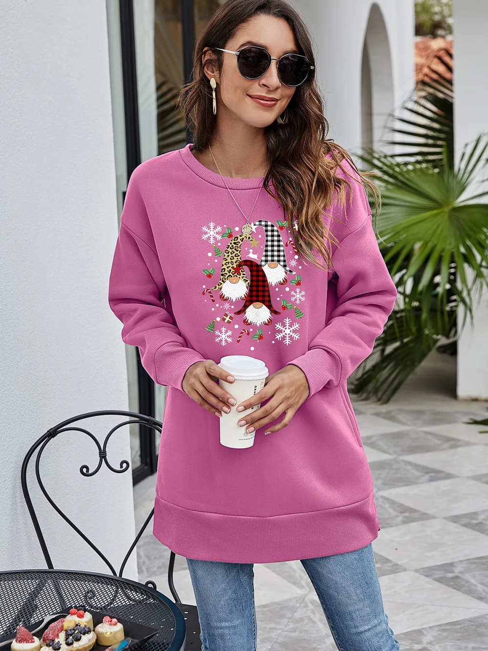 Graphic Round Neck Dropped Shoulder Sweatshirt, image 11