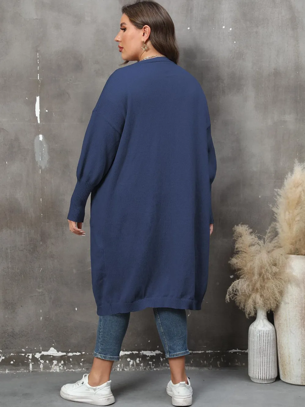 Plus Size Long Sleeve Pocketed Cardigan, image 3