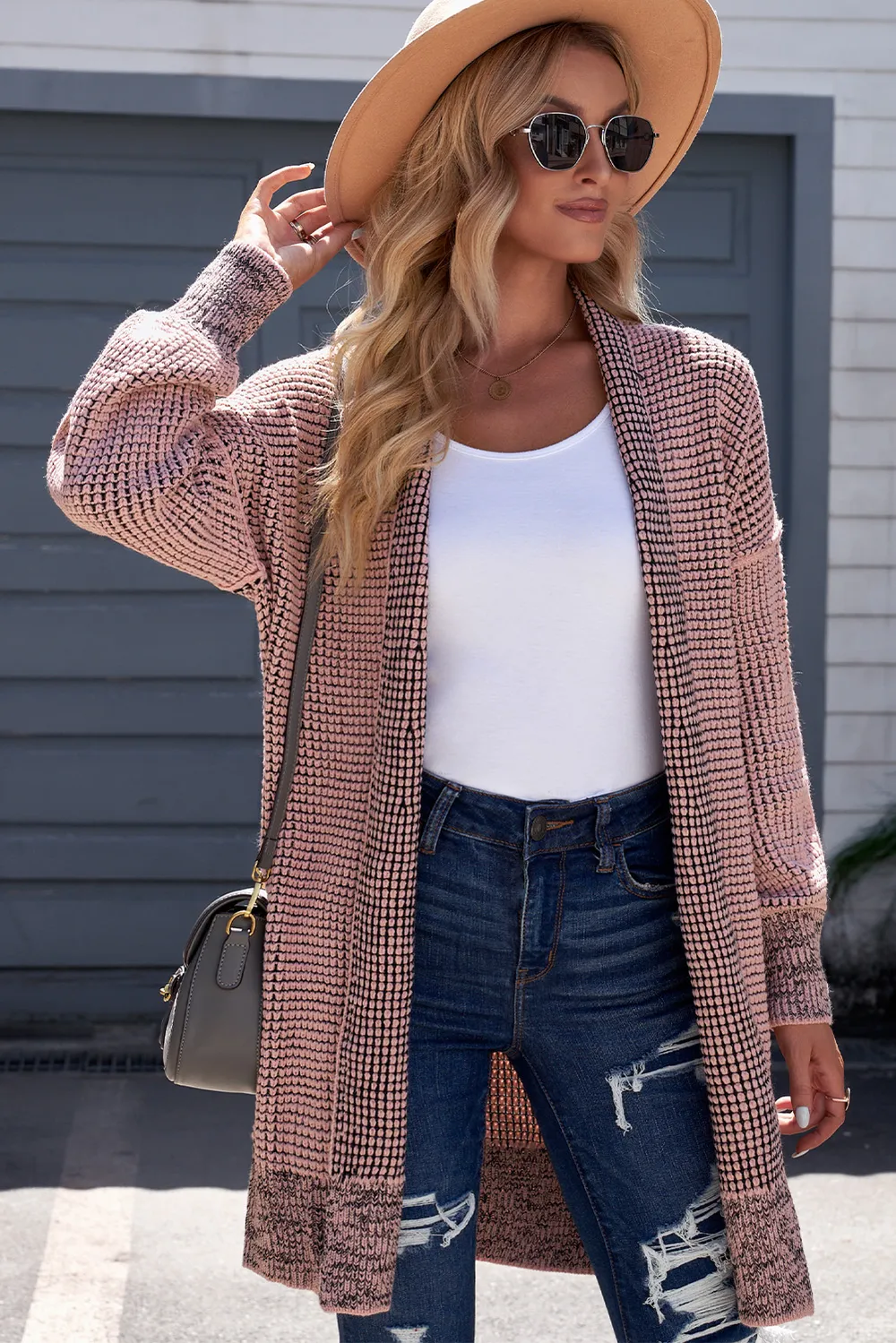 Heathered Open Front Longline Cardigan, image 7