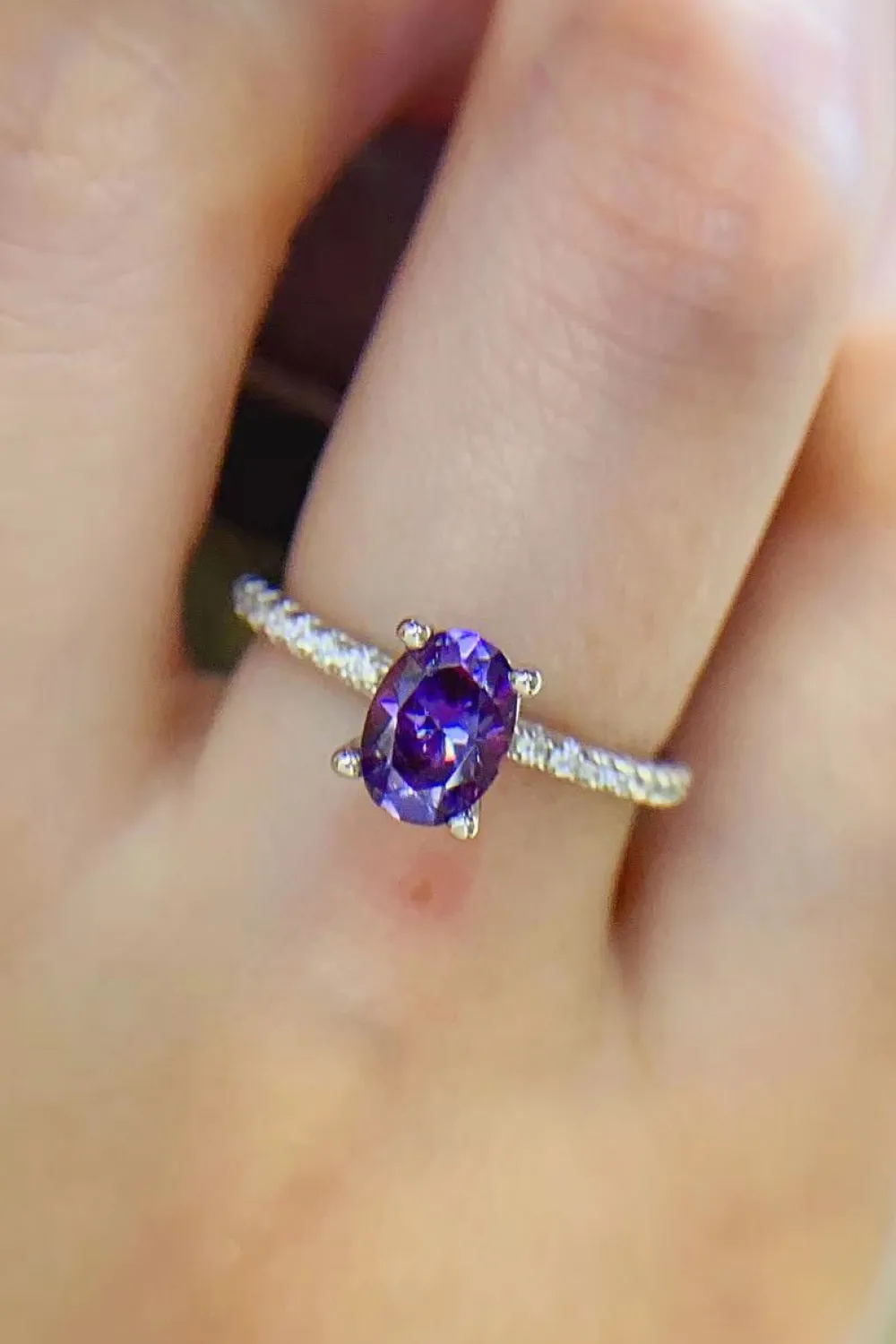 1 Carat Purple Moissanite 4-Prong Ring, image 4