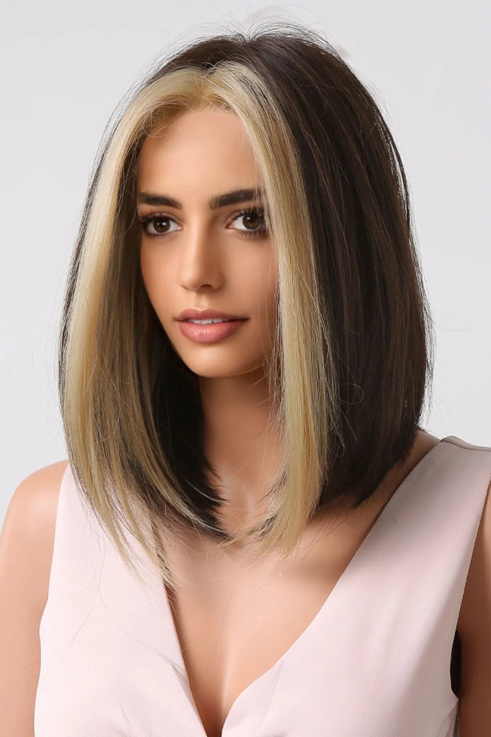 13*1" Full-Machine Wigs Synthetic Mid-length Straight 9", image 2