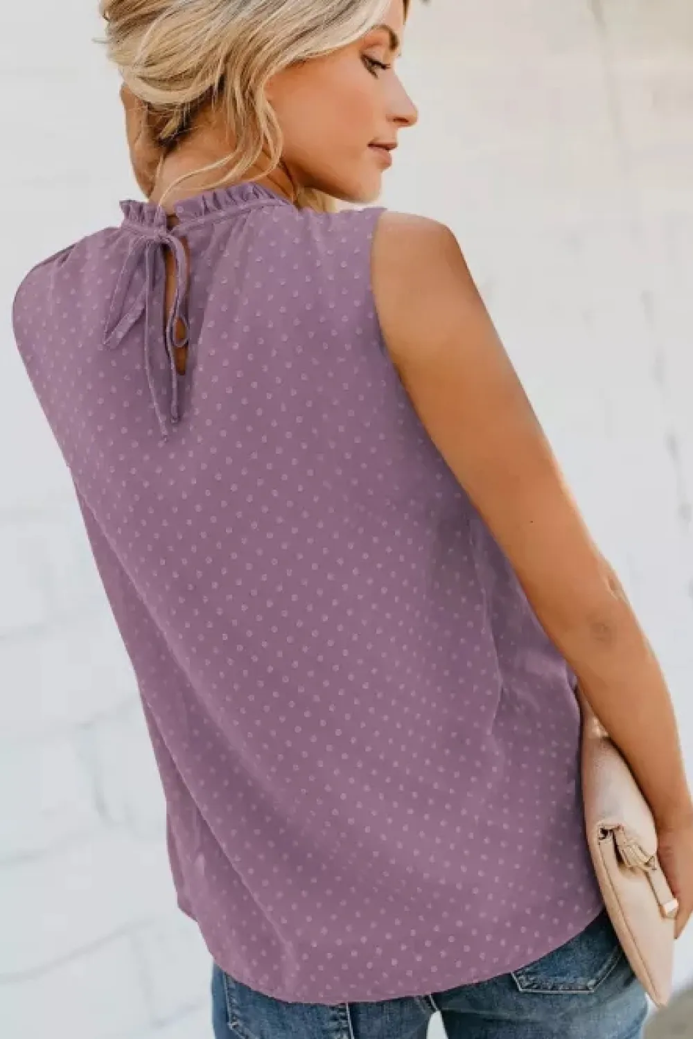 Smocked Tie Back Frill Trim Tank, image 7