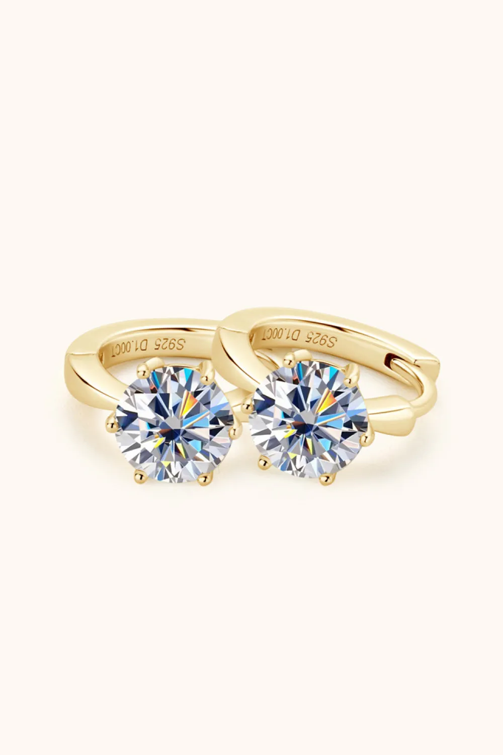 2 Carat Moissanite 925 Sterling Silver Huggie Earrings, image 3