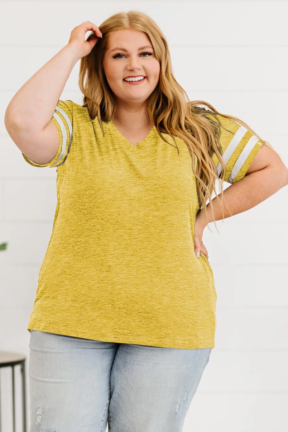 Plus Size Striped V-Neck Tee Shirt, image 12