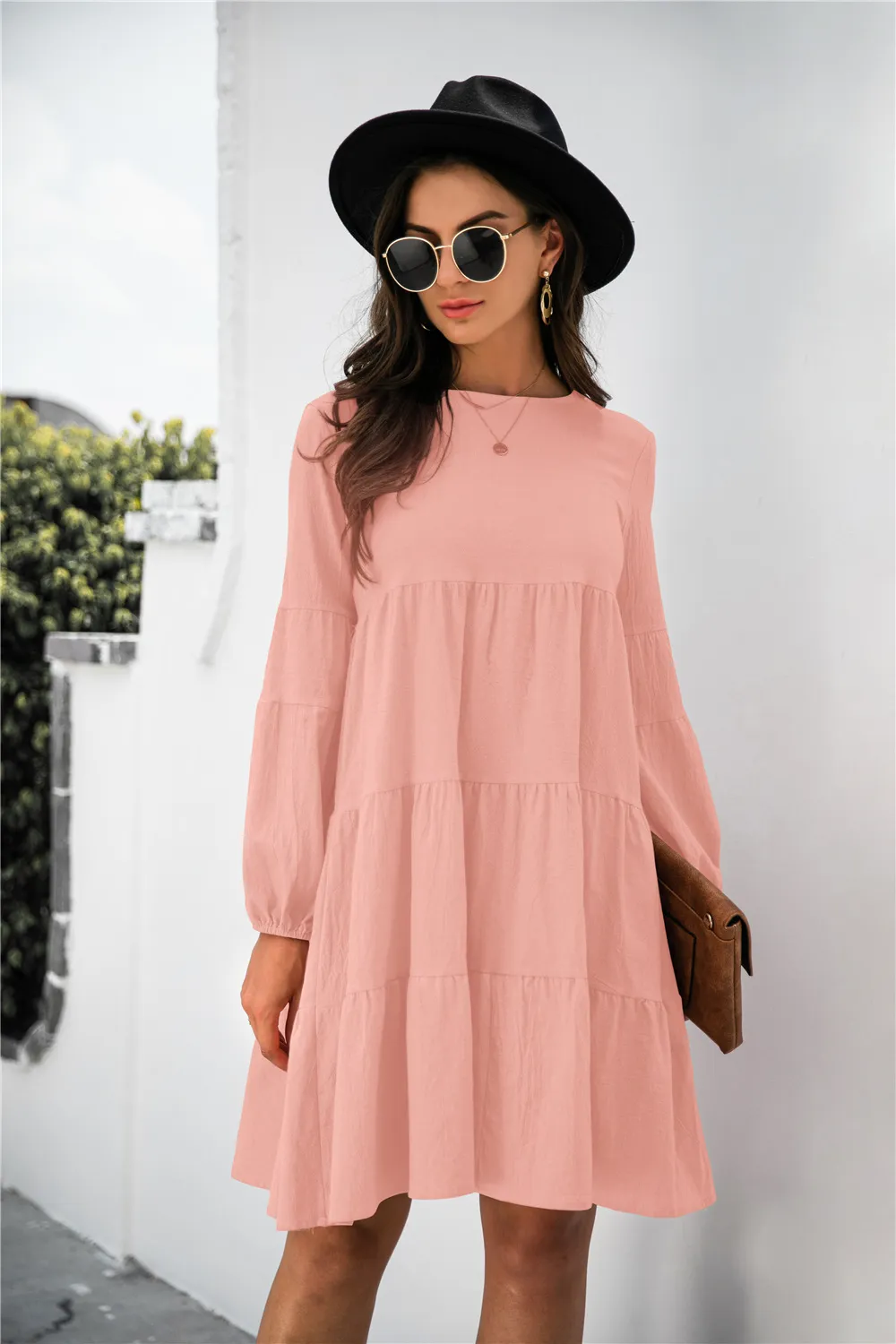 Balloon Sleeve Keyhole Tiered Dress, image 7