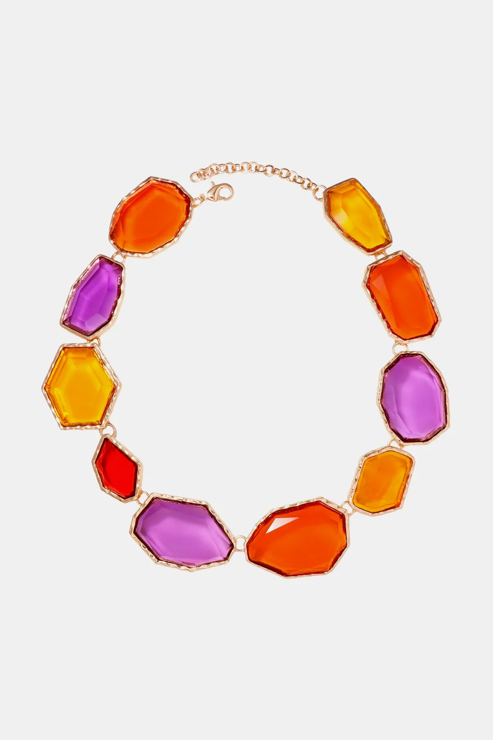Geometrical Shape Zinc Alloy Frame Resin Necklace, image 4