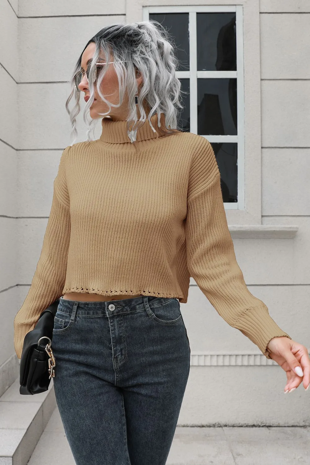 Turtleneck Dropped Shoulder Sweater, image 8