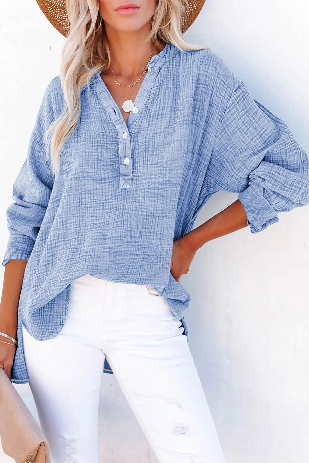 Buttoned Long Sleeve Blouse, image 3