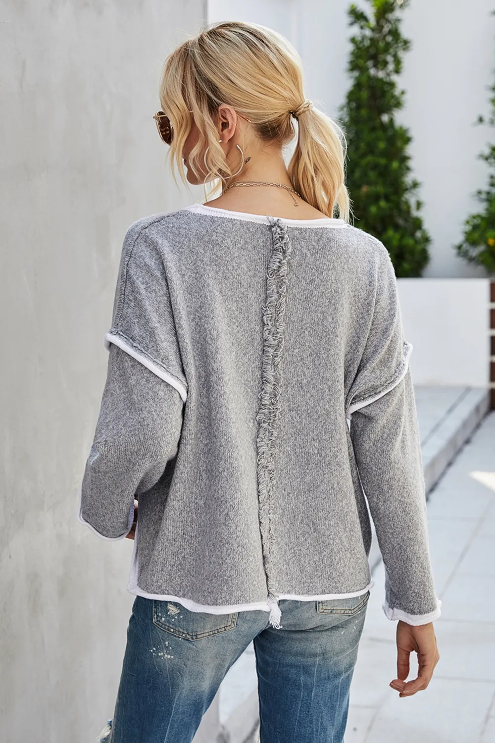 Round Neck Dropped Shoulder Sweater, image 8