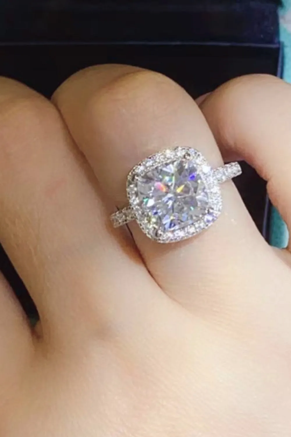 3 Carat Moissanite 925 Sterling Silver Square Ring, image 3