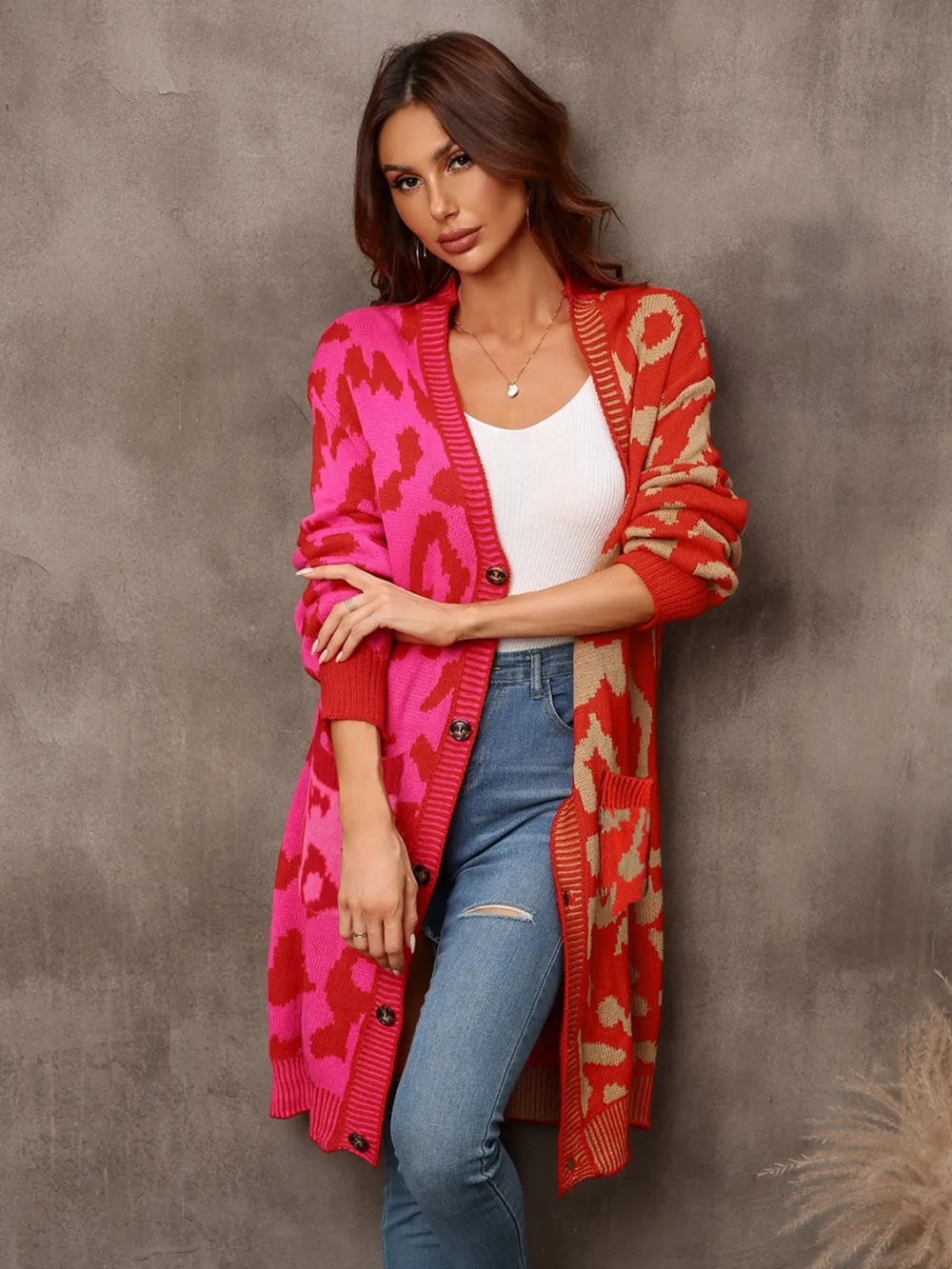 Leopard Button Down Longline Cardigan, image 6
