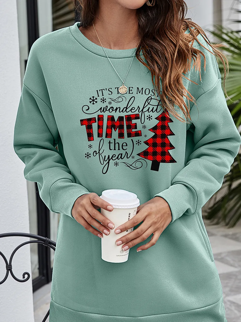 Christmas Tree Graphic Drop Shoulder Sweatshirt, image 13