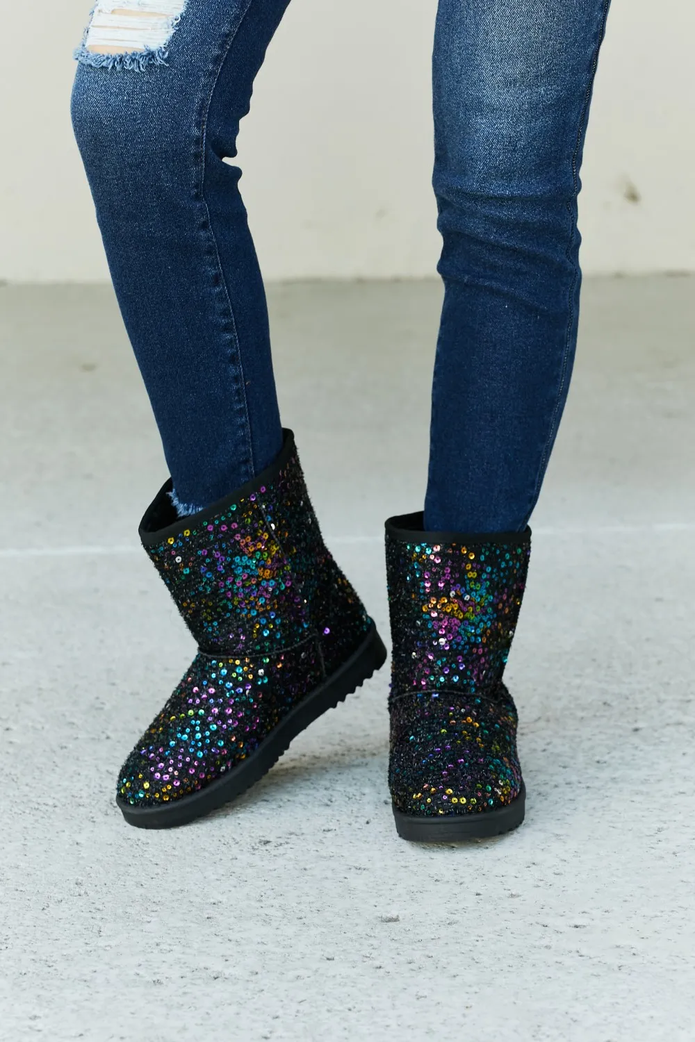 Multicolored Sequin Snow Boots, image 4