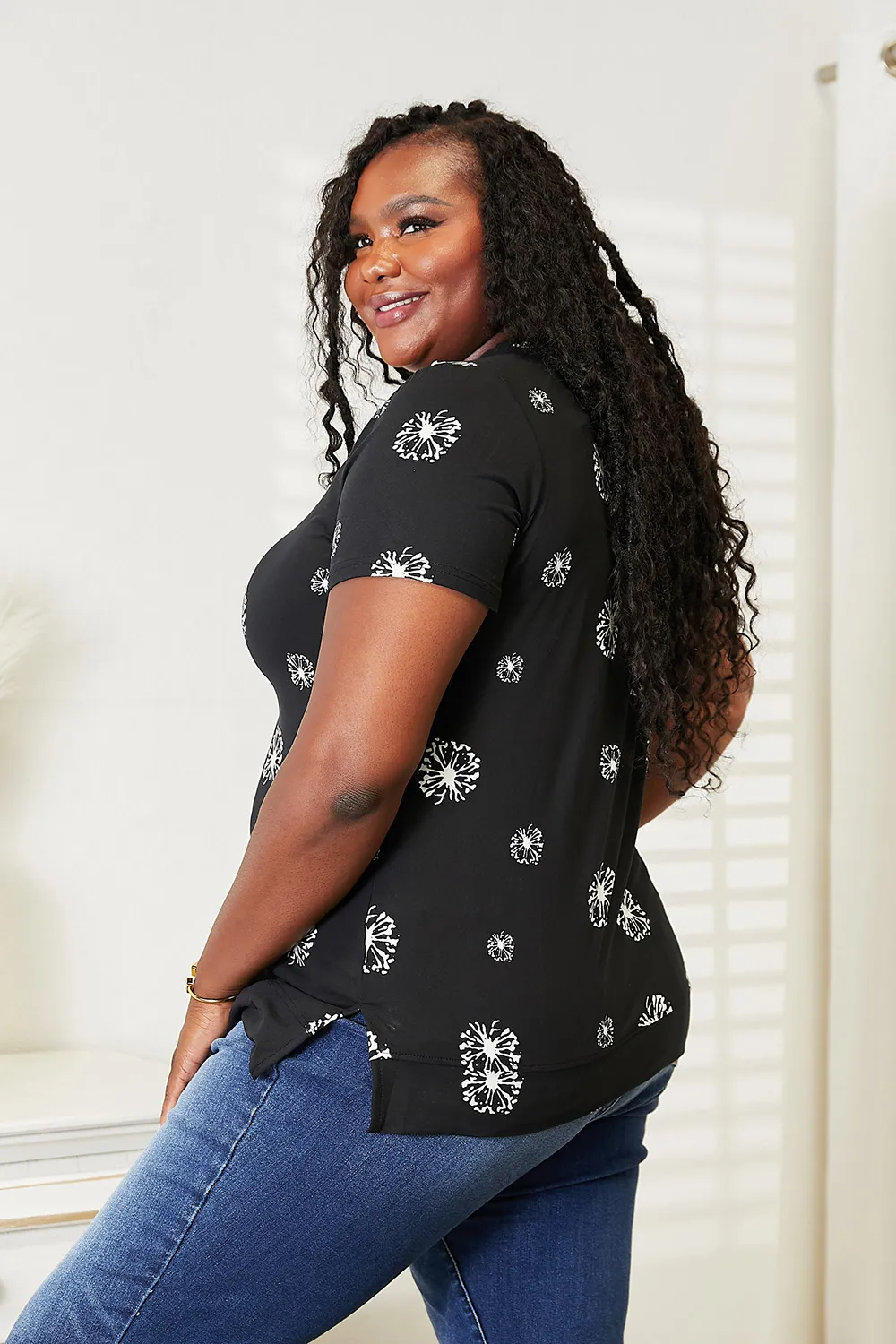 Dandelion Print Round Neck T-Shirt, image 2
