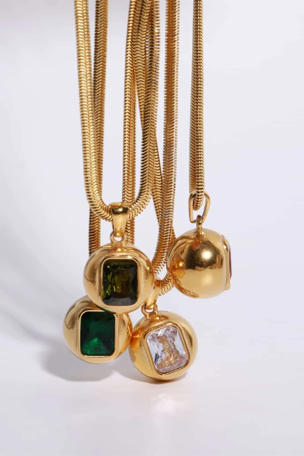 Zircon 18K Gold-Plated Geometrical Shape Pendant Necklace, image 4