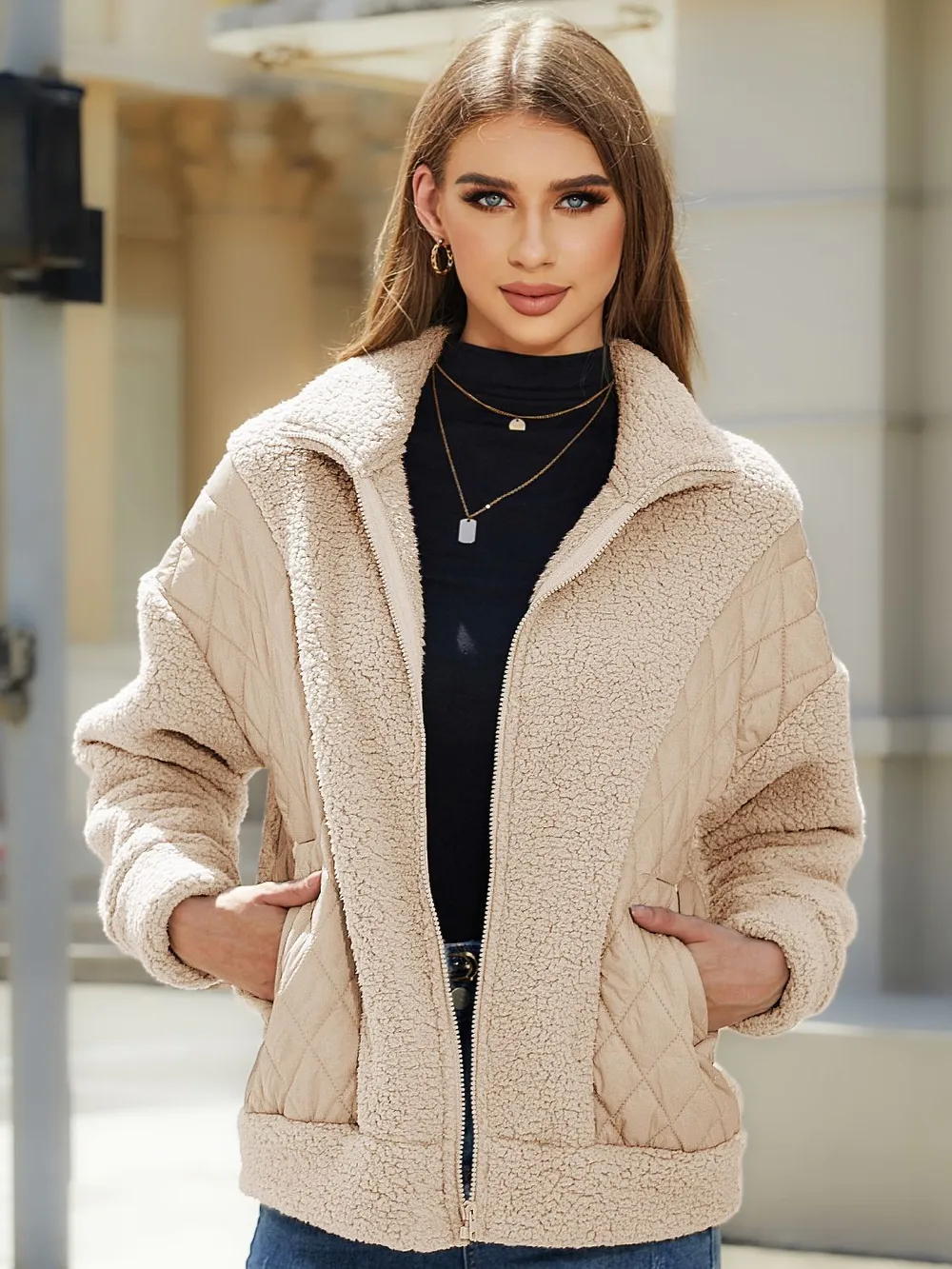 Zip-Up Collared Neck Jacket, image 14