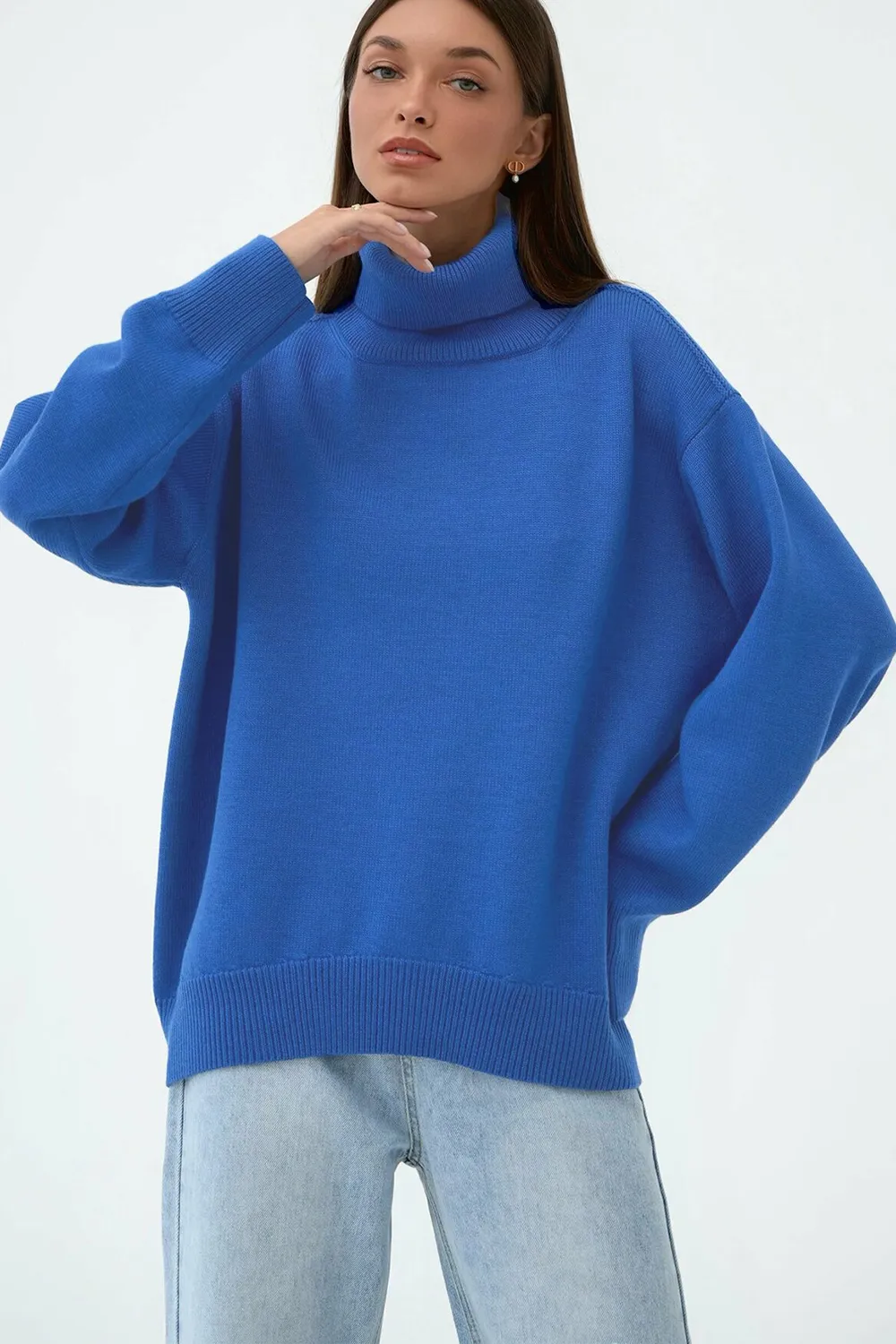 Turtle Neck Dropped Shoulder Sweater, image 31