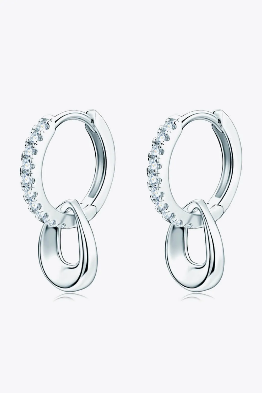 925 Sterling Silver Moissanite Double Hoop Earrings, image 3