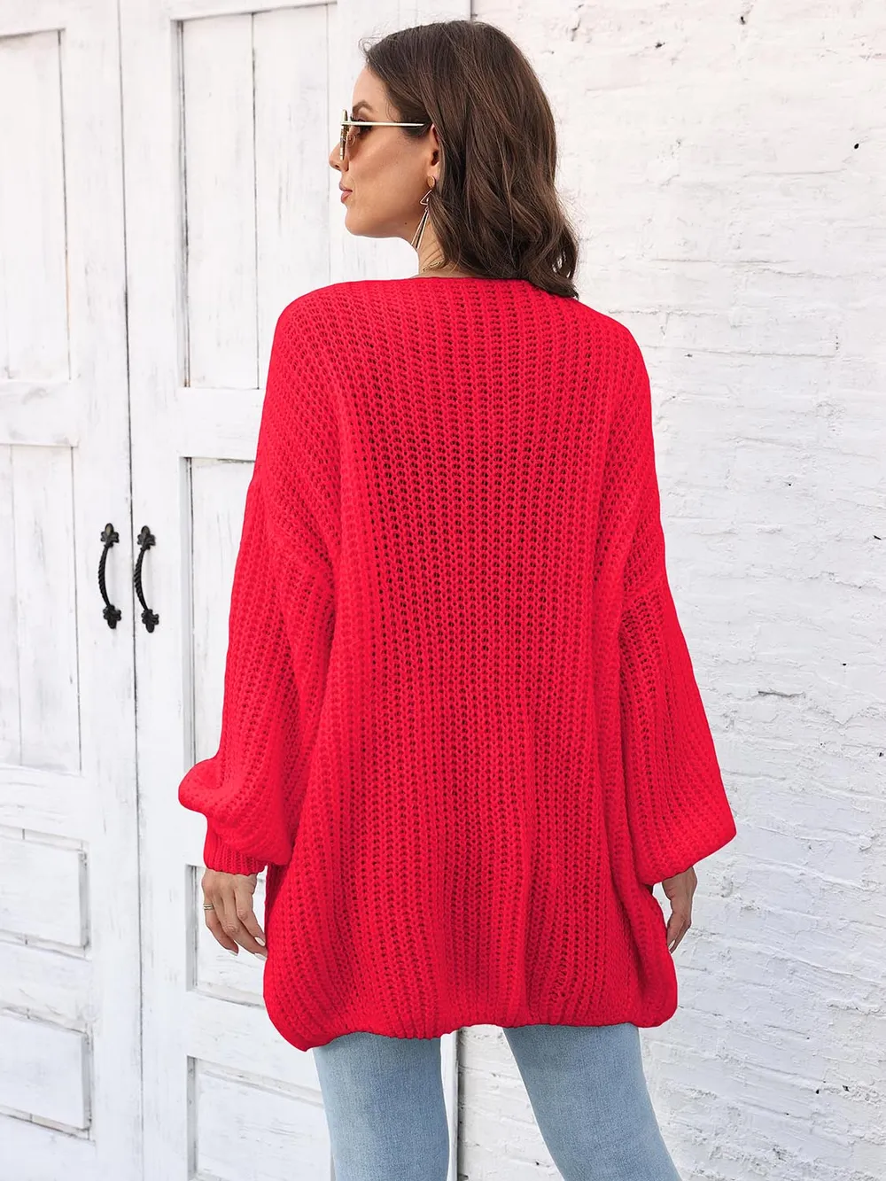 Open Front Dropped Shoulder Longline Cardigan, image 13