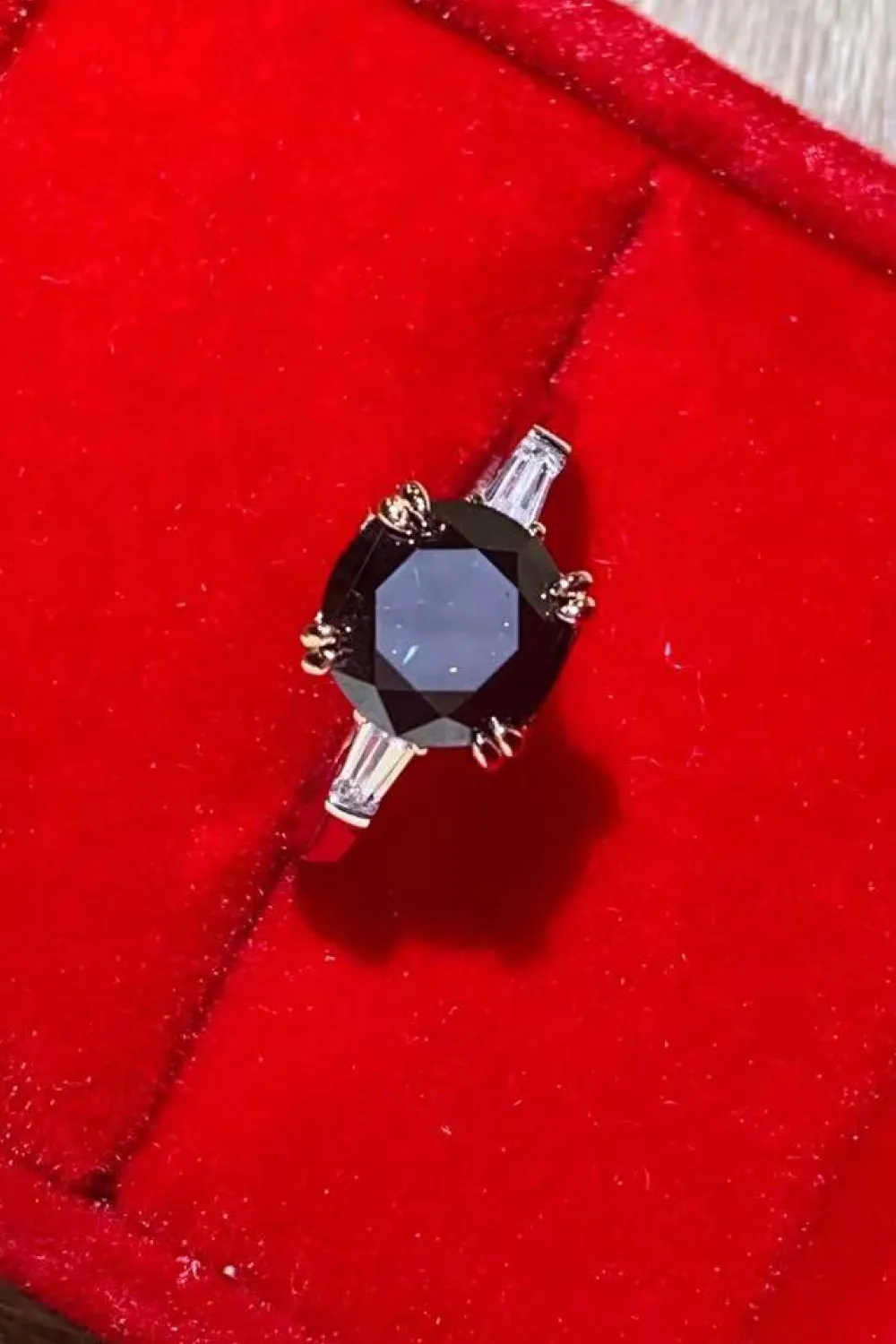 2 Carat Black Moissanite Platinum-Plated Ring, image 4