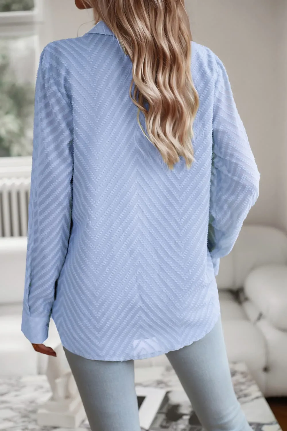 Collared Neck Long Sleeve Pocketed Shirt, image 12