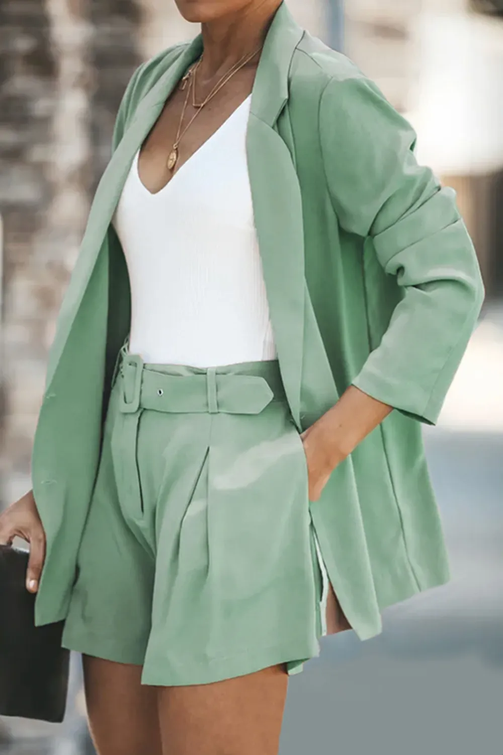 Longline Blazer and Shorts Set with Pockets, image 14