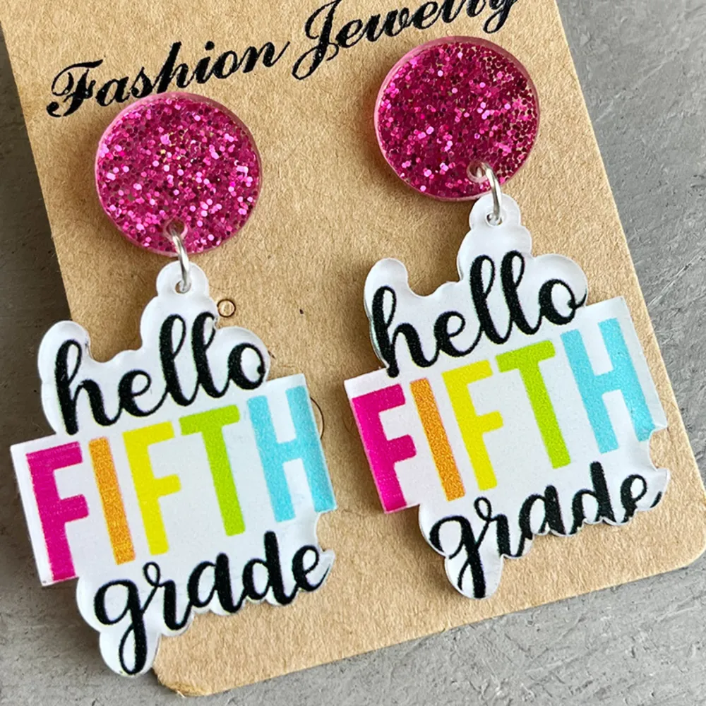 HELLO SECOND GRADE Acrylic Dangle Earrings, image 6