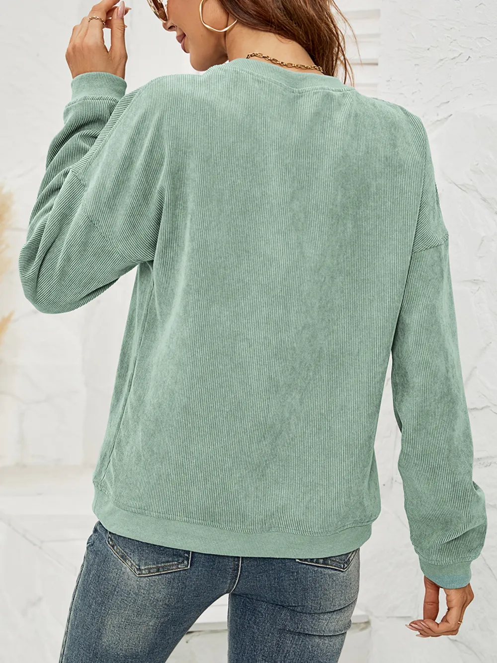 Round Neck Dropped Shoulder THE HELL I WON'T Graphic Sweatshirt, image 9