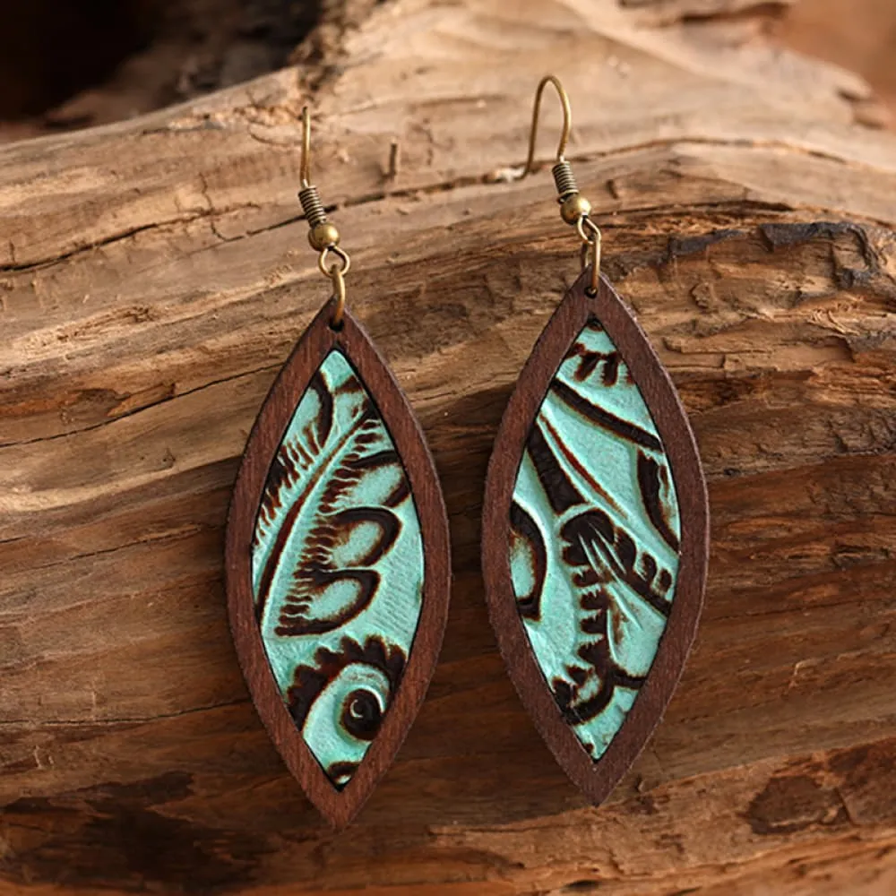 Geometrical Shape Wooden Dangle Earrings, image 3