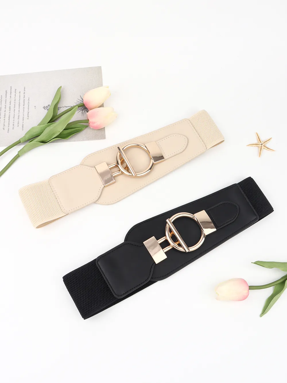 PU Elastic Wide Belt with Alloy Buckle, image 6