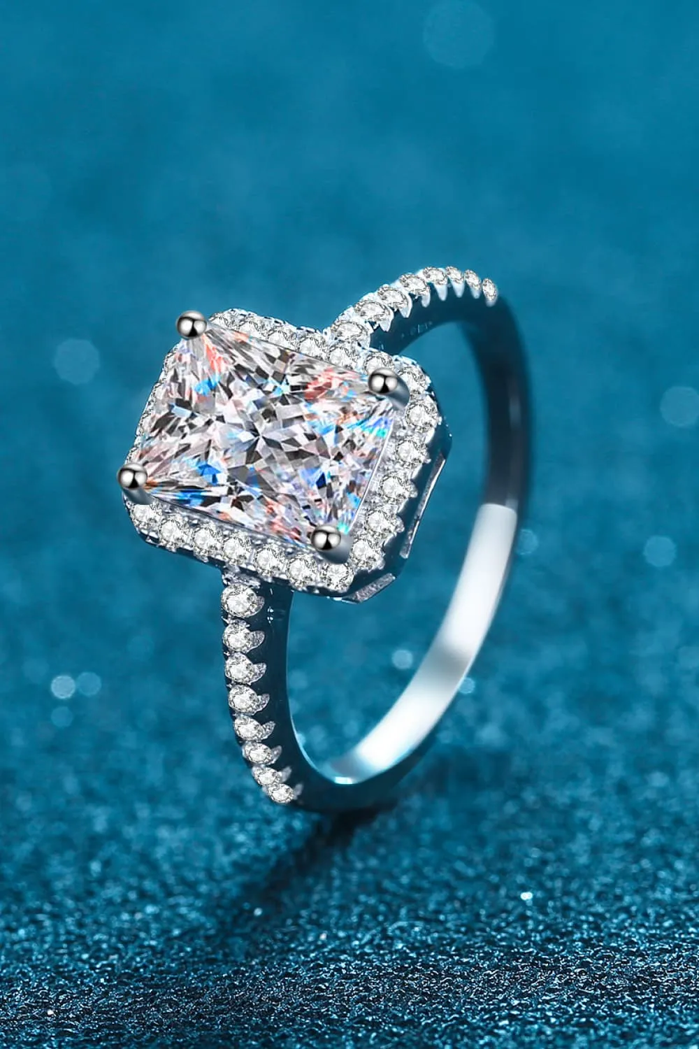 2 Carat Moissanite 925 Sterling Silver Halo Ring, image 3