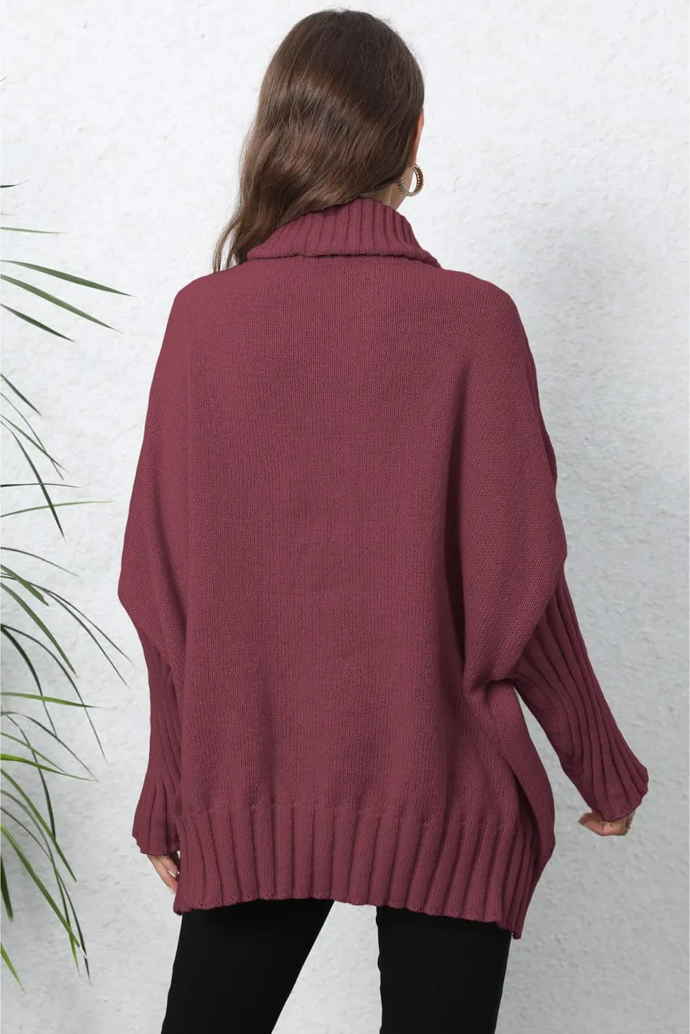 Turtle Neck Long Sleeve Ribbed Sweater, image 13