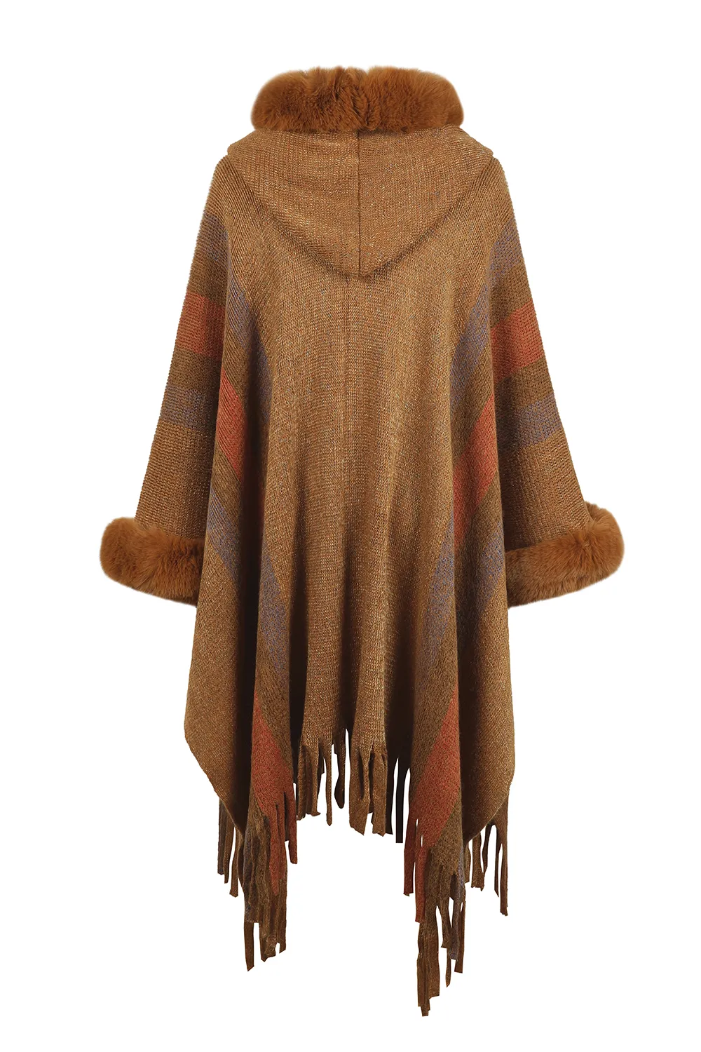 Color Block Fringe Detail Poncho, image 13