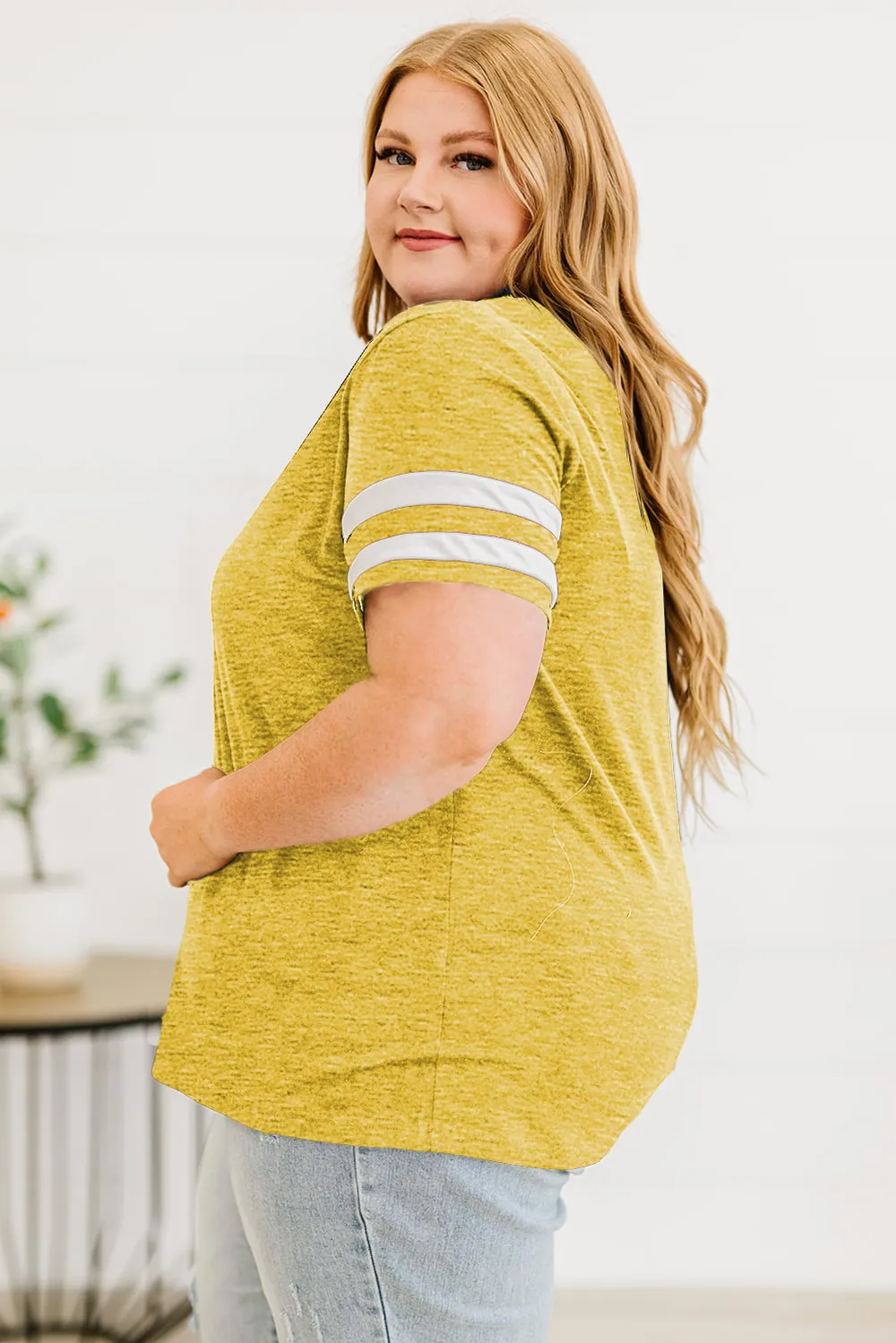 Plus Size Striped V-Neck Tee Shirt, image 13