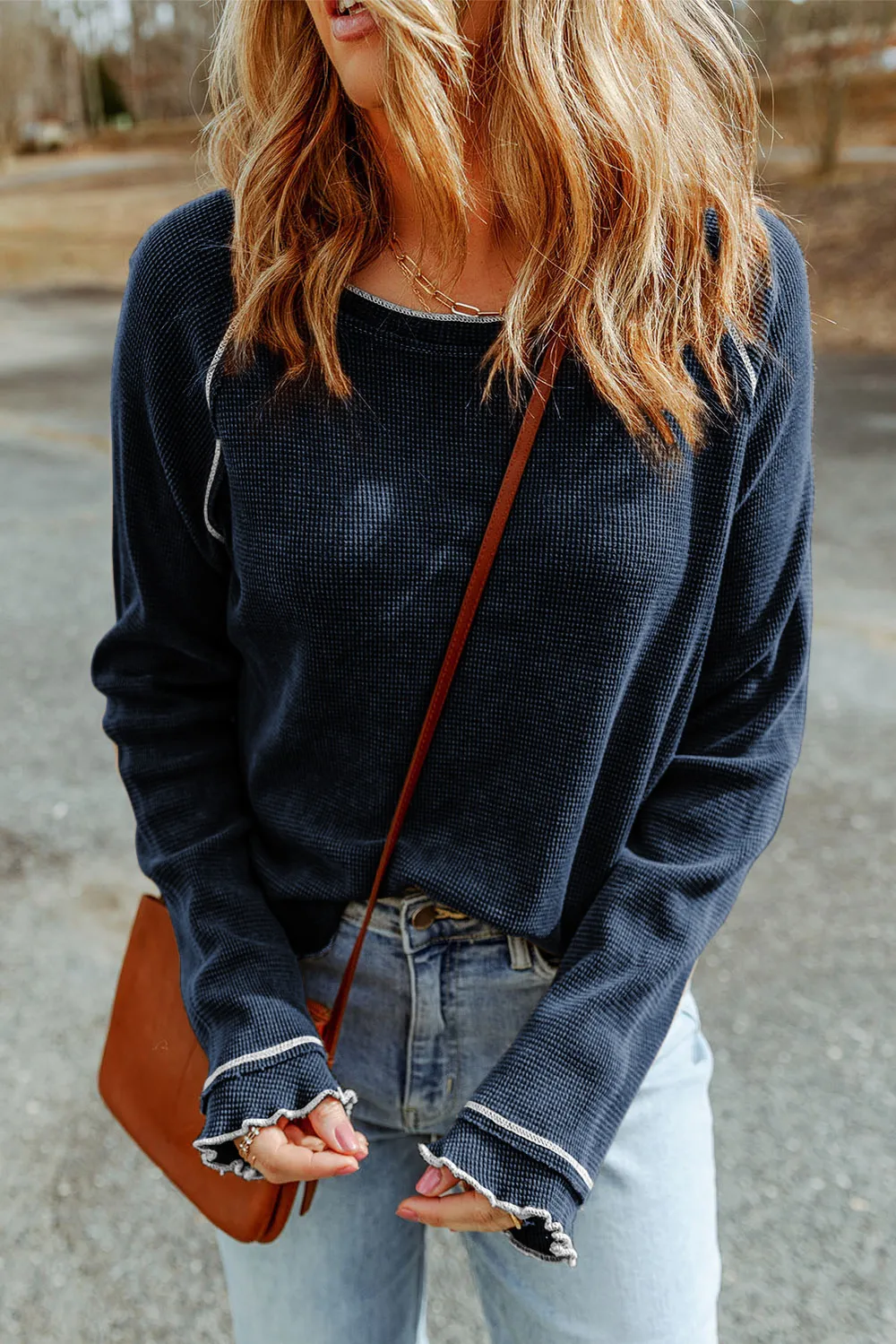 Long Raglan Sleeve Round Neck Top, image 6