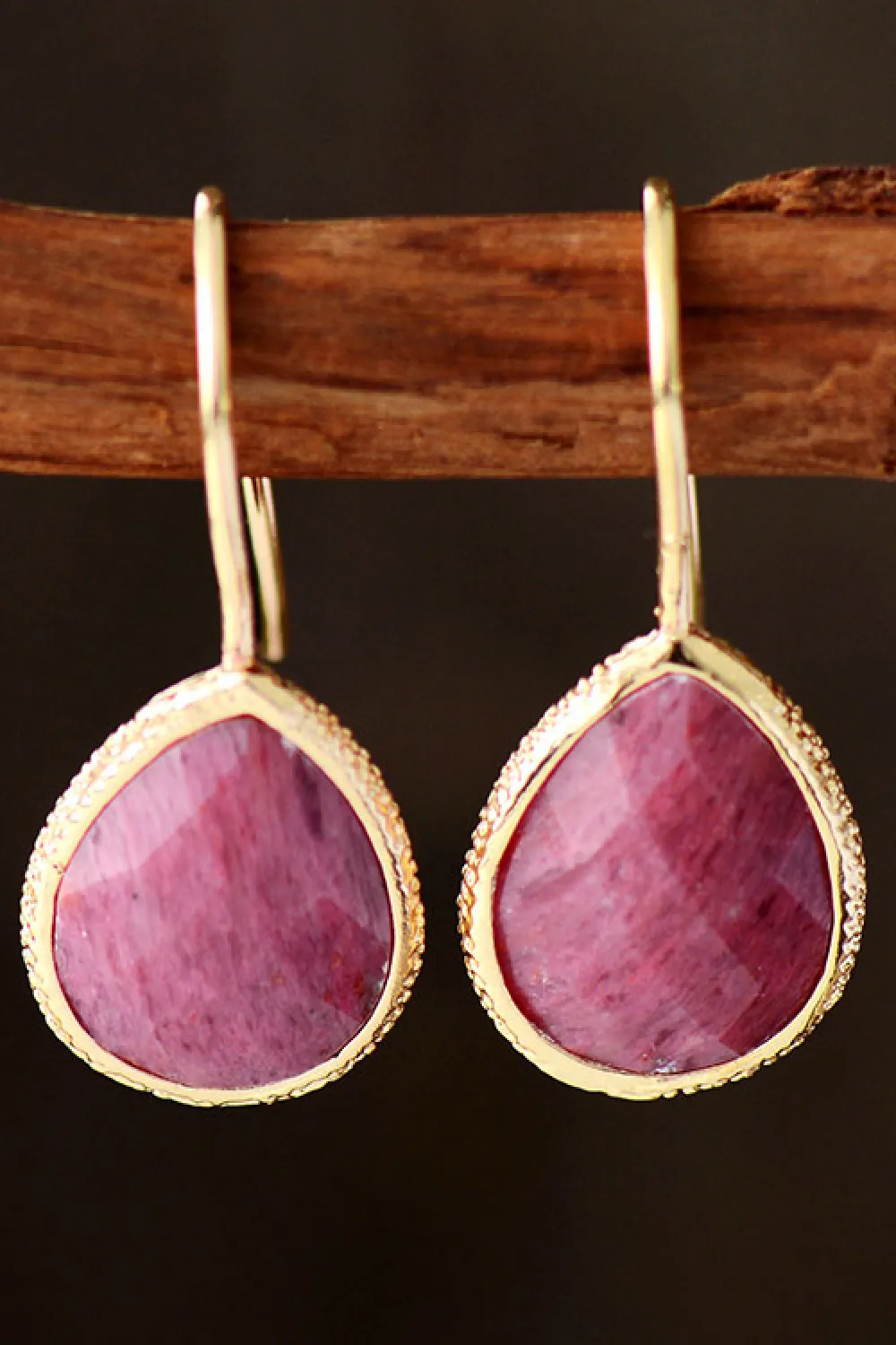Handmade Natural Stone Teardrop Earrings, image 3