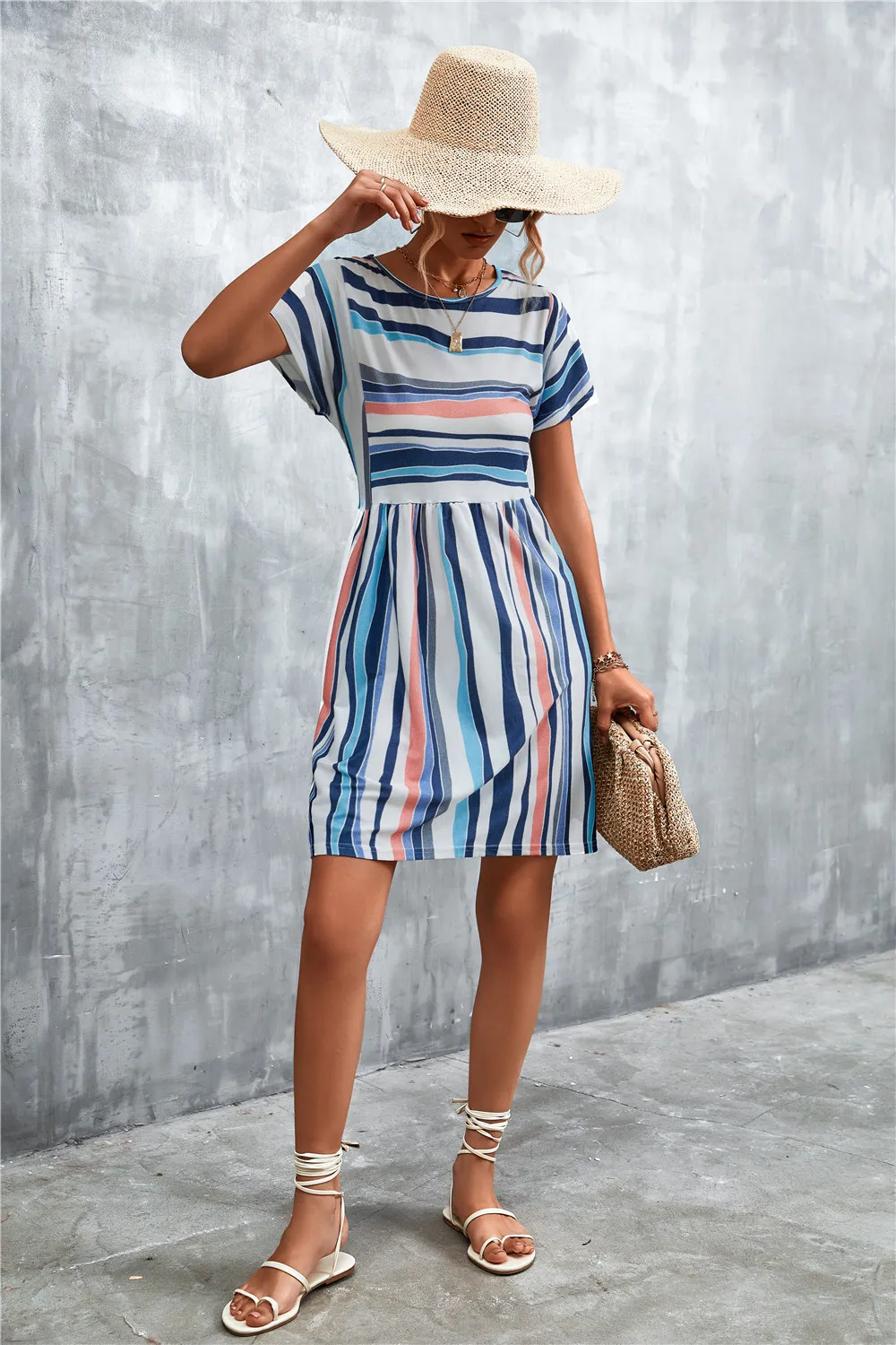 Striped Round Neck Dress, image 5