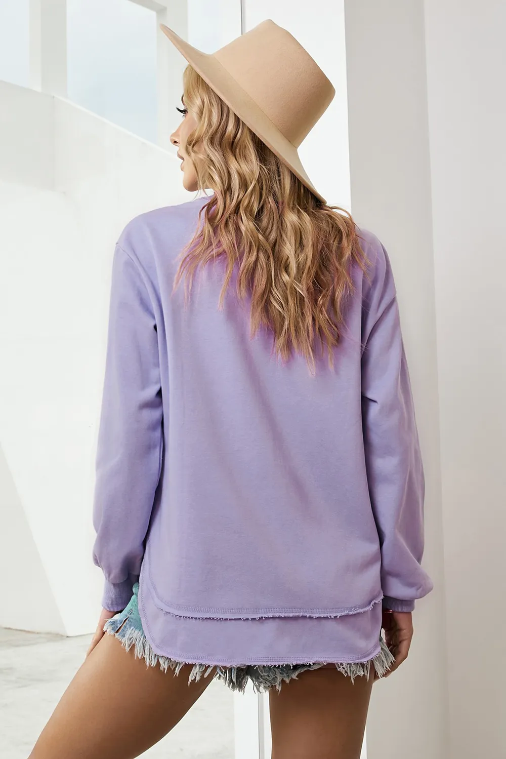 Side Slit Drop Shoulder Sweatshirt, image 3