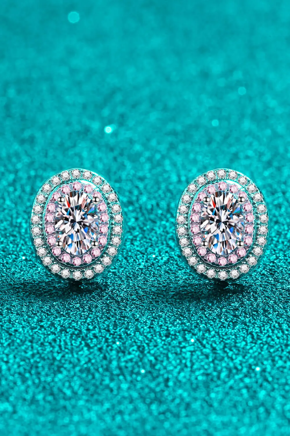 Platinum-Plated Moissanite Stud Earrings, image 2