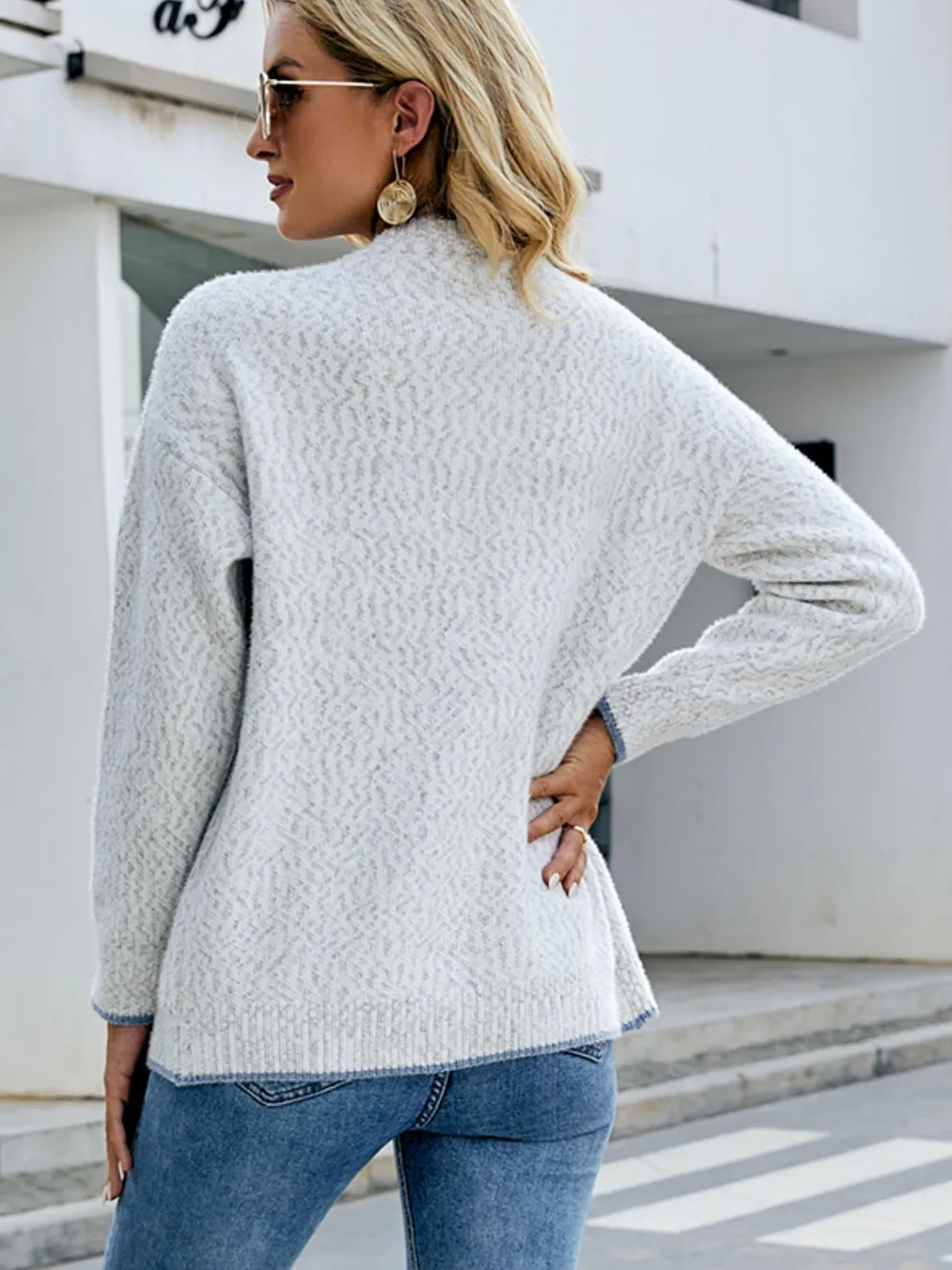 Button Down V-Neck Cardigan with Pockets, image 3